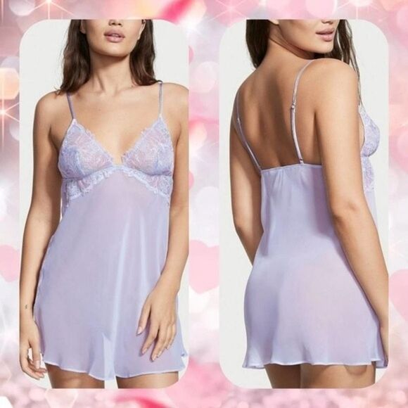 RARE🧚‍♀️Victoria'sSecret Lace Mini Slip Exquisite Floral Icy Lavender - Picture 7 of 14